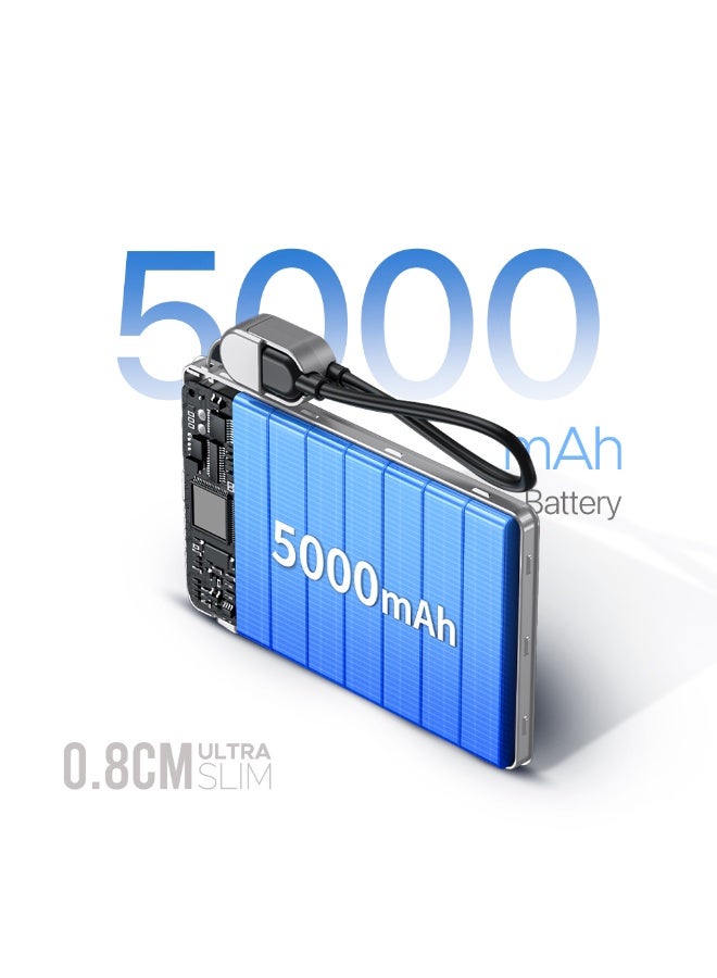 LYCKA MagSafe Mini 5000mAh Magnetic Wireless Power Bank - 15W Wireless Charging, 20W PD Fast Charging, Ultra Slim Portable Battery Pack for iPhone 16/15/14/13/12 Series - Image 2